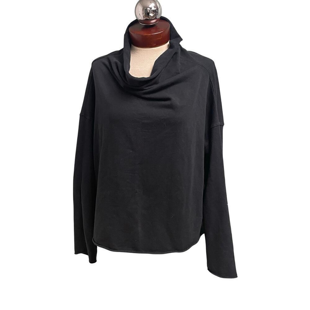 Nike Womens Cowlneck Loose Black Long Sleeve Top Size Medium Cotton Blend